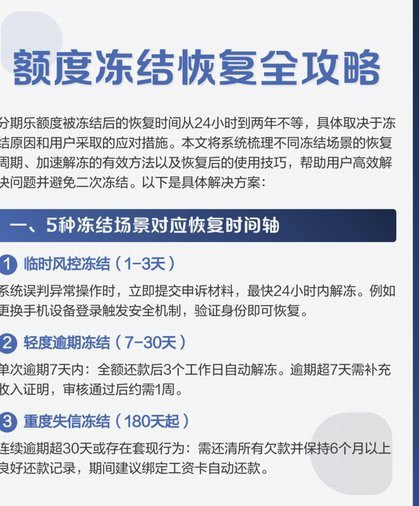 分期乐有额度被冻结了怎么办
